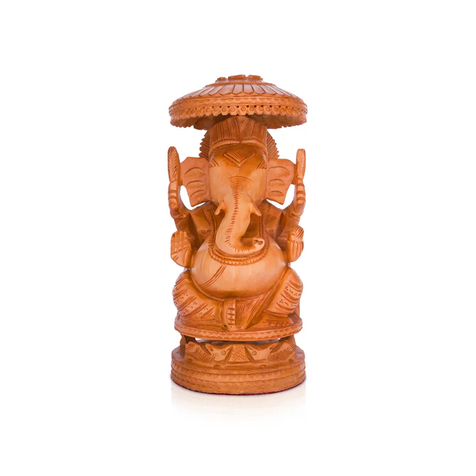 Chatter Ganesh Murti - 12 x 5.5 Inches Wooden Statue